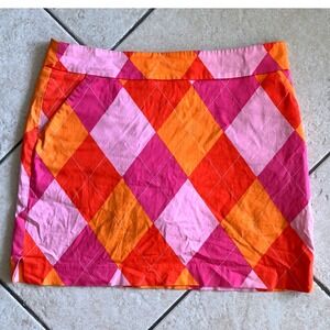 Loudmouth Golf Skort Womens 10 Built-in Shorts Lined Argyle Multicolor Stretch